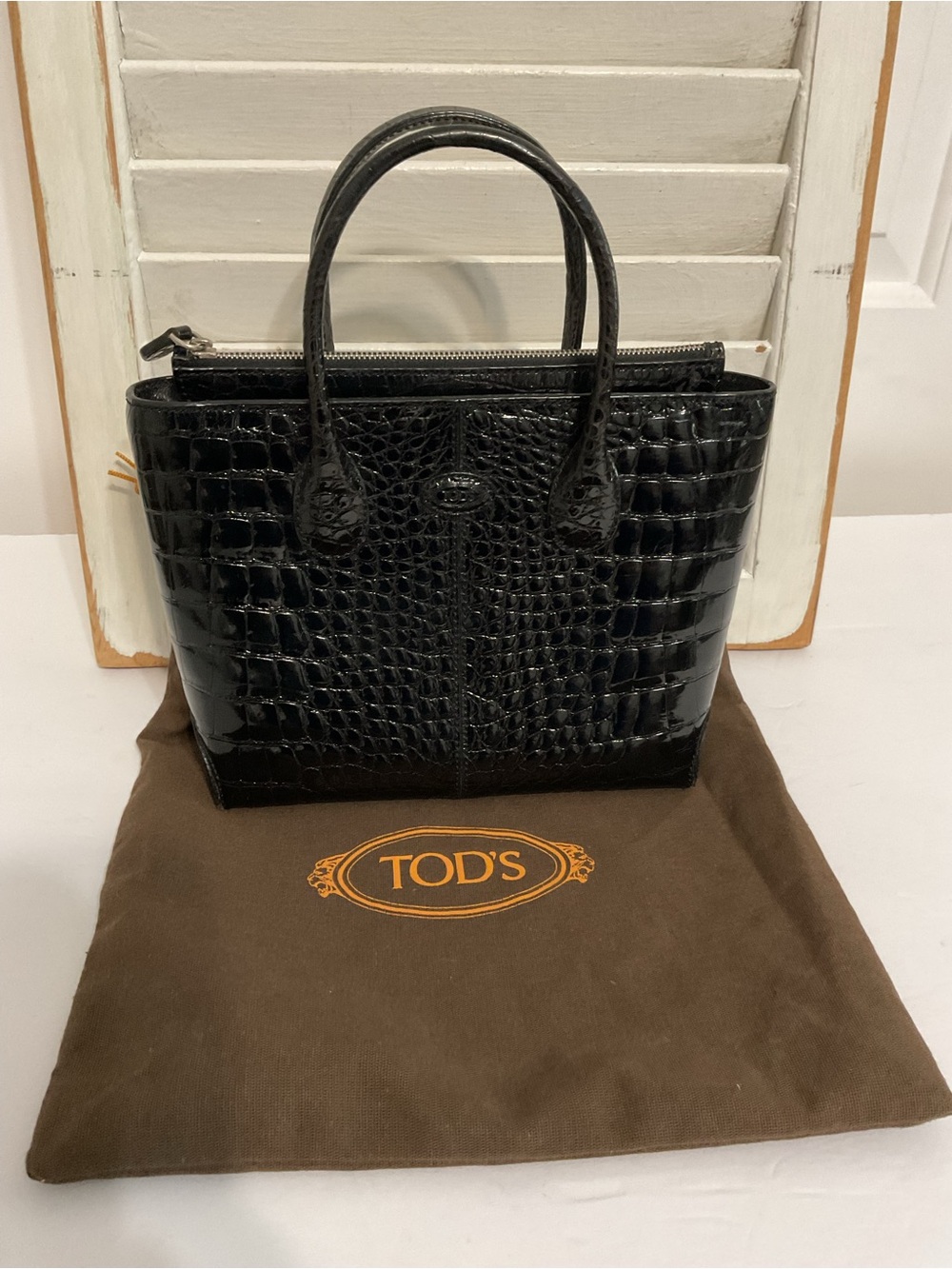 Tod's Black Alligator Classic Mini D Bag